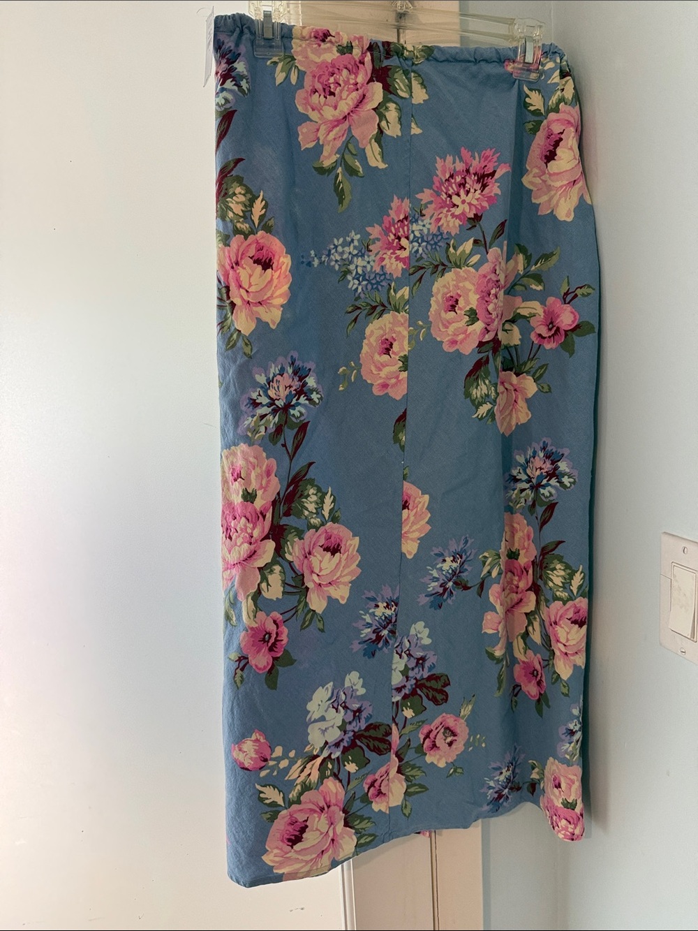 GAP Sky Blue Maxi Skirt with Pink Floral Print